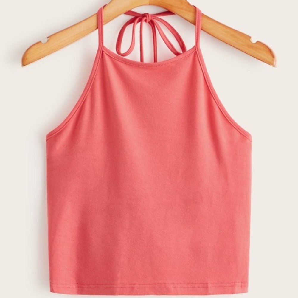 Solid Tie Back Halter Top